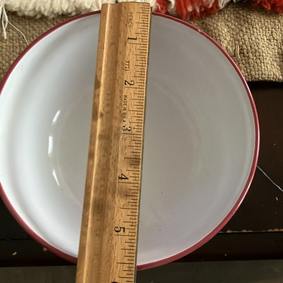 Large red white mug soup handpainted Italy signed - Picture 3 of 6